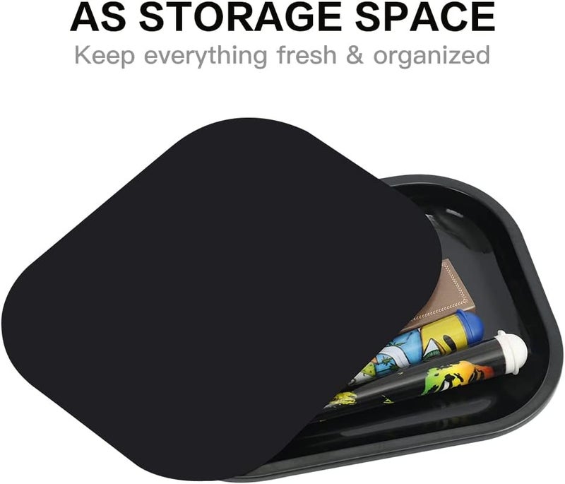 HOKirin Metal Tray with Soft Magnetic Lid,Metal Small Tray with Spill Proof Cover,Cute Black Blank Decorative Tray,Perfect for Home and On-The-Go,7” x 5.5” x 0.6“ - Image 4